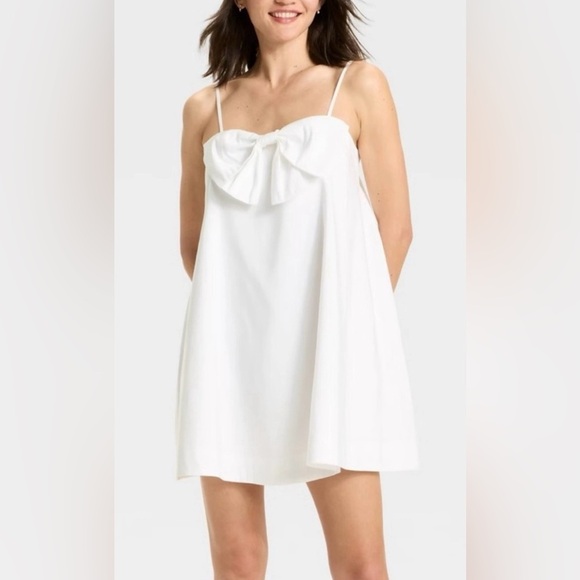 a new day Dresses & Skirts - 🎯60% OFF! a new day White Bow Shift Mini Dress